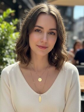 LOFT Double Layer Gold Pendant Necklace - Disc & Oval